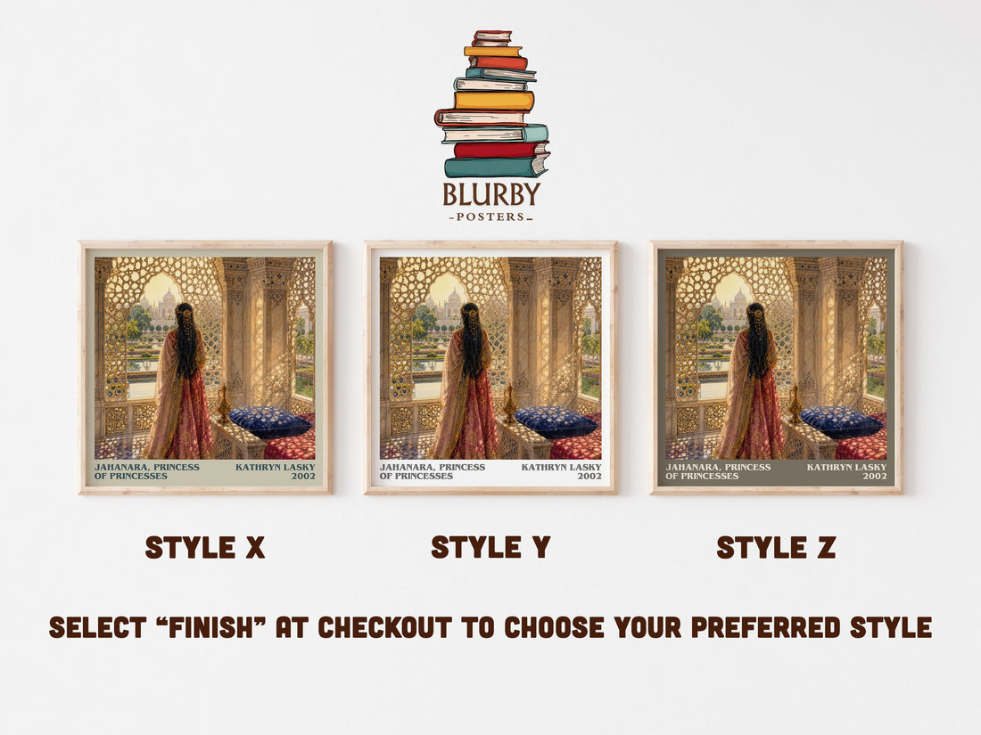 Jahanara, Princess of Princesses literary print in frame leaning in hallway – historical fiction wall art (mockup)
