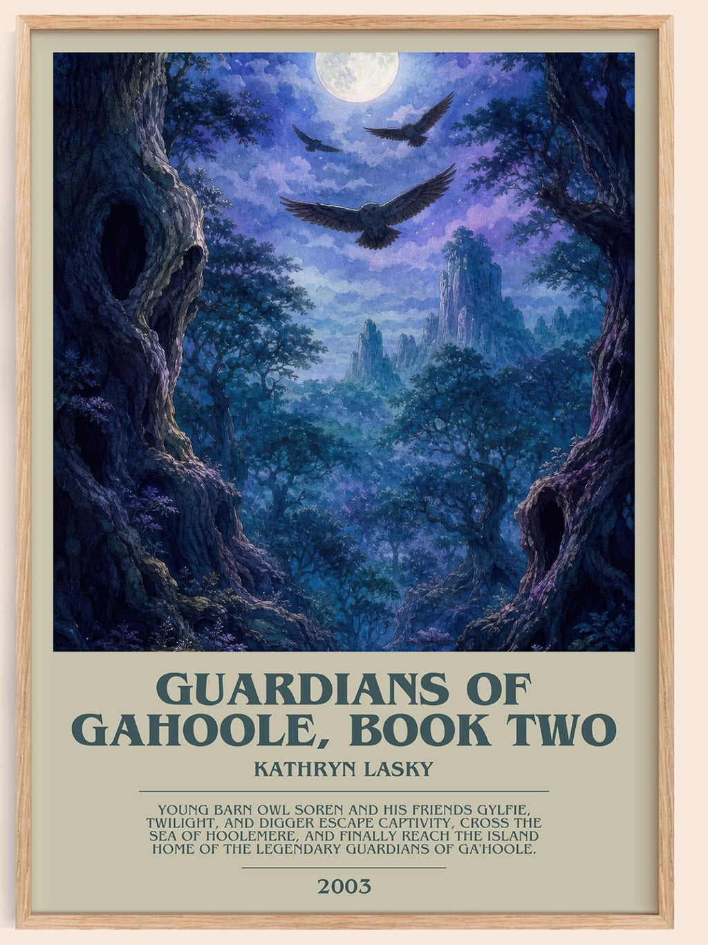 Guardians of GaHoole, Book Two bookish book poster by Kathryn Lasky – framed literary art print