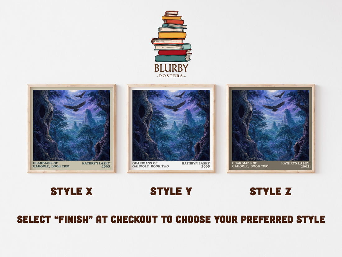 Guardians of GaHoole, Book Two literary print in frame leaning in hallway – fantasy wall art (mockup)