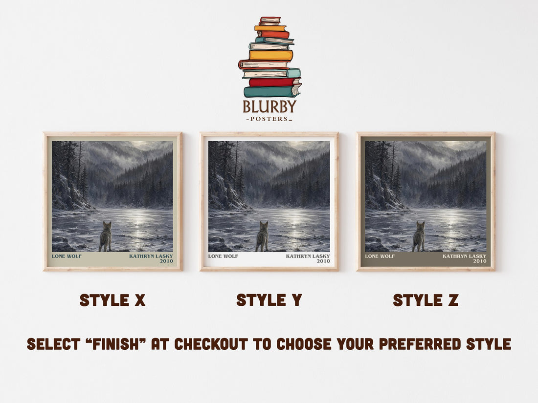 Lone wolf literary print in frame leaning in hallway – young adult wall art (mockup)