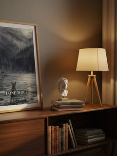 Lone wolf watercolour print on bookshelf – Kathryn Lasky fan gift
