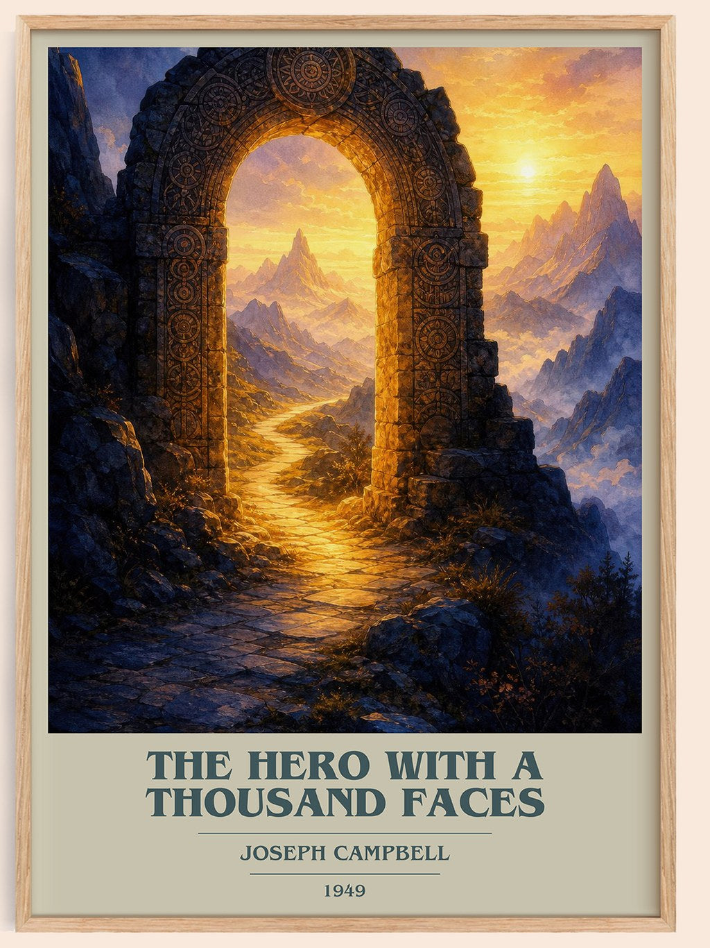 The hero with a thousand faces book cover book poster by Joseph Campbell – framed literary art print