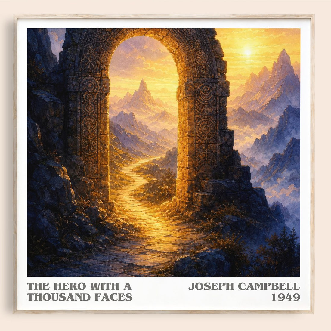 The hero with a thousand faces literary book poster by Joseph Campbell – framed literary art print