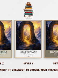 The hero with a thousand faces book cover print in frame leaning in hallway – non fiction wall art