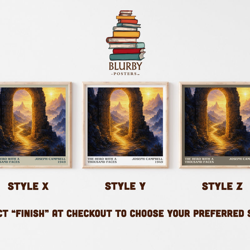 The hero with a thousand faces literary print in frame leaning in hallway – non fiction wall art