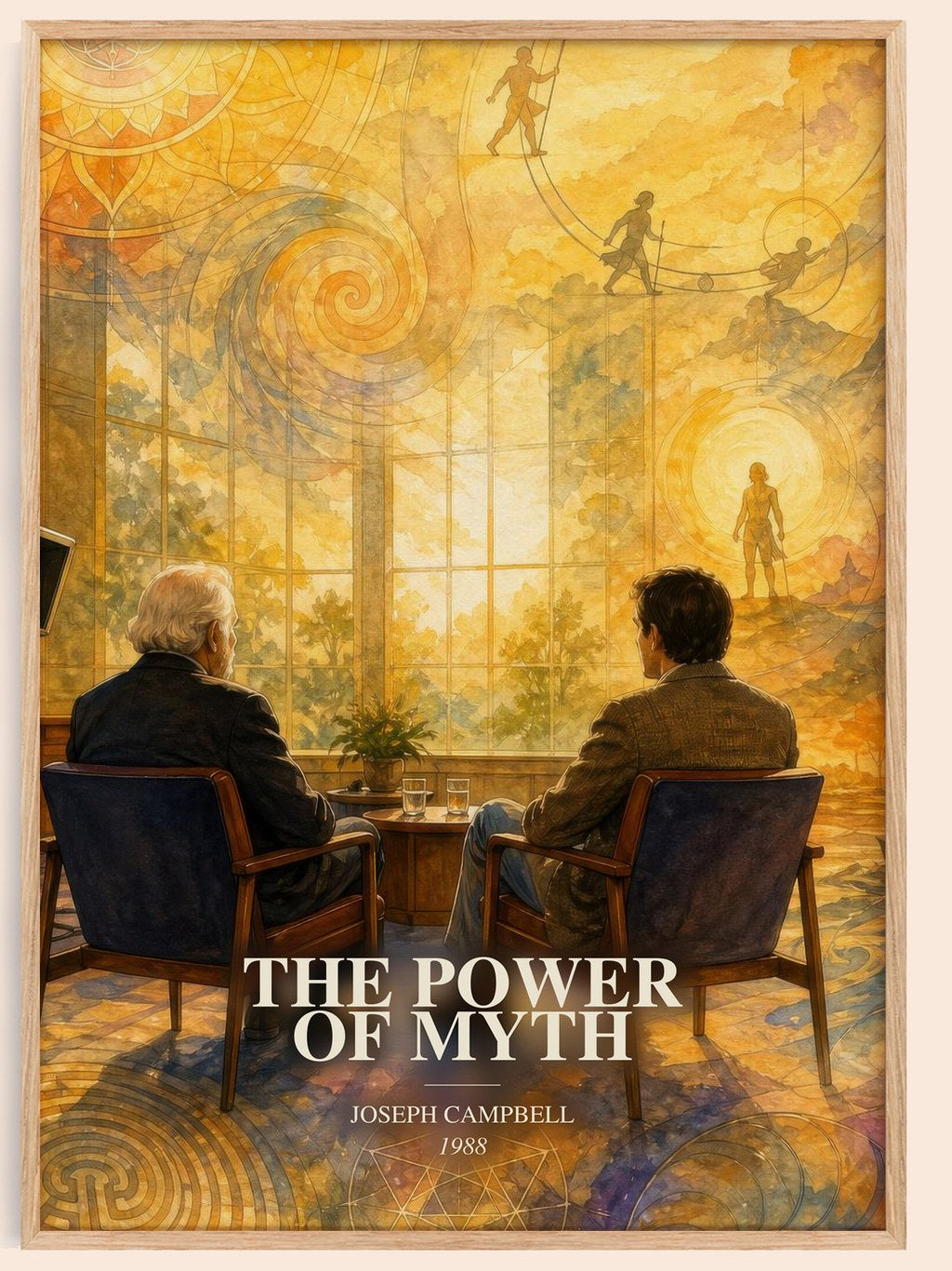 The Power of Myth watercolour book poster by Joseph Campbell – framed literary art print