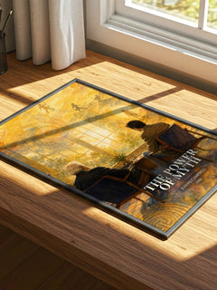 The Power of Myth watercolour book poster framed on wall – non fiction wall art