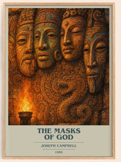 The masks of God book cover book poster by Joseph Campbell – framed literary art print