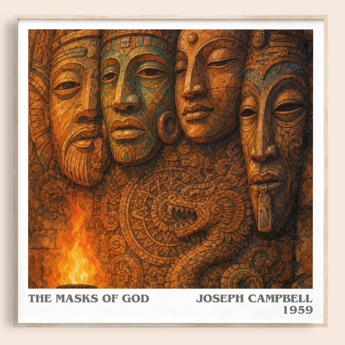 The masks of God literary book poster by Joseph Campbell – framed literary art print