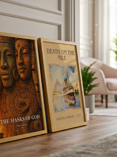 The masks of God watercolour print framed by window – literary home decor