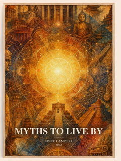 Myths to live by watercolour book poster by Joseph Campbell – framed literary art print