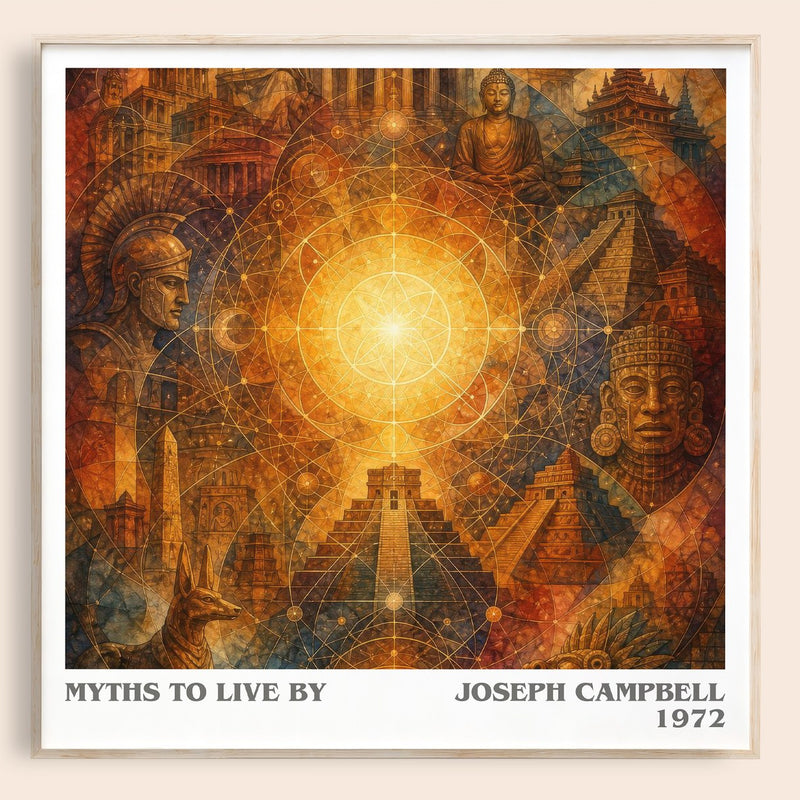 Myths to live by literary book poster by Joseph Campbell – framed literary art print