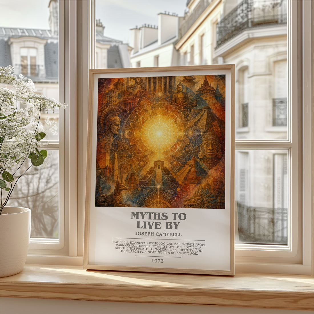 Myths to live by bookish poster colour and style options – Joseph Campbell book art