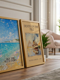 Sky the Blue Fairy watercolour print framed by window – literary home decor