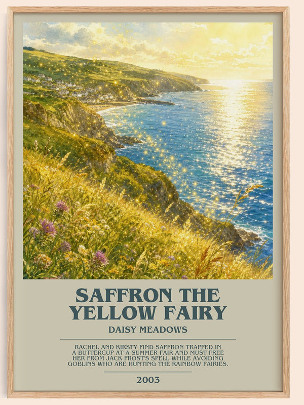 Saffron the Yellow Fairy bookish book poster by Daisy Meadows – framed literary art print