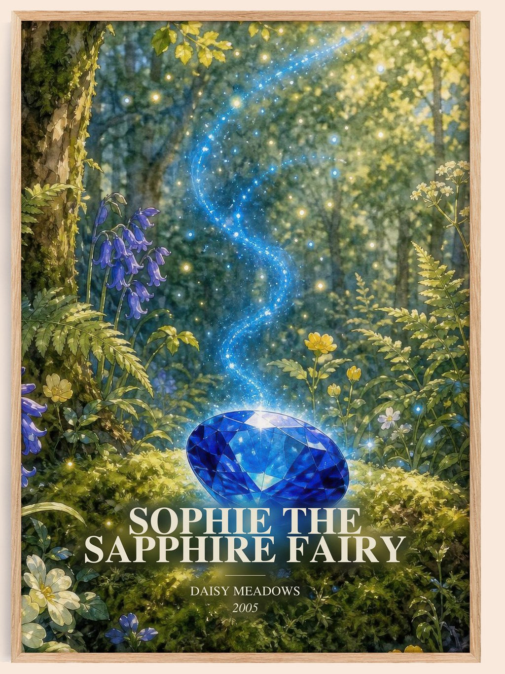 Sophie the Sapphire Fairy watercolour book poster by Daisy Meadows – framed literary art print