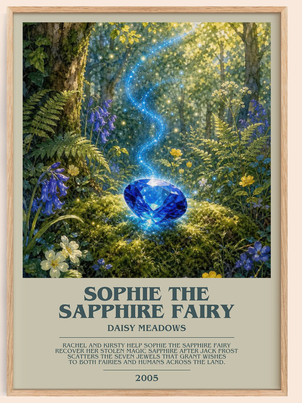 Sophie the Sapphire Fairy bookish book poster by Daisy Meadows – framed literary art print