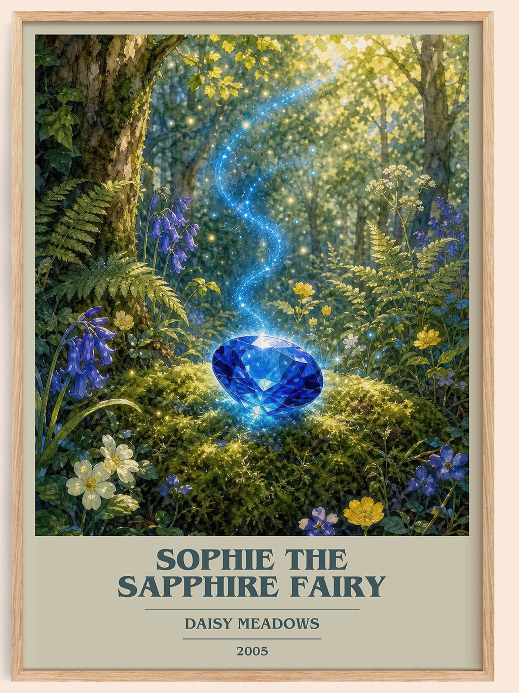 Sophie the Sapphire Fairy book cover book poster by Daisy Meadows – framed literary art print