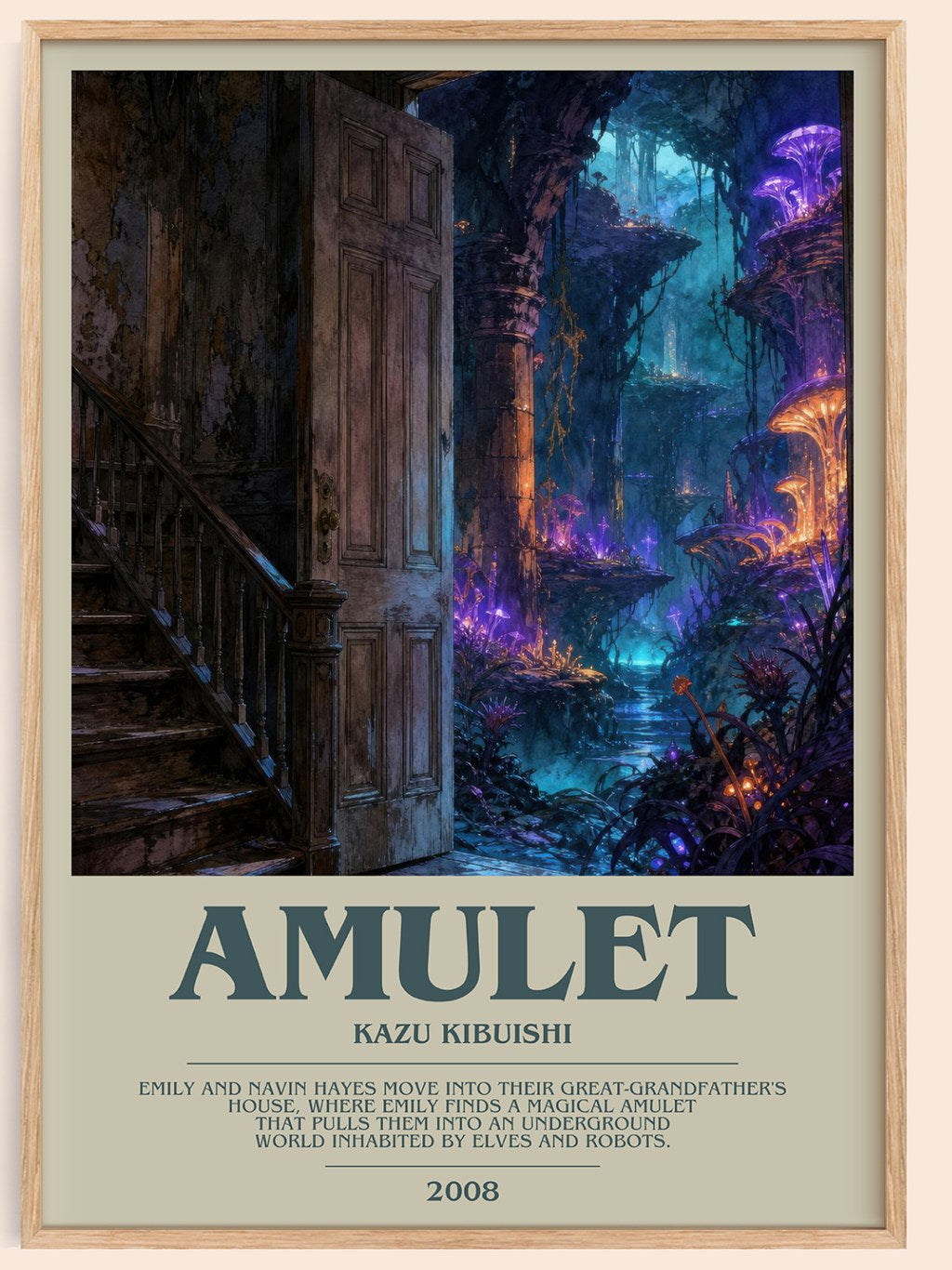 Amulet bookish book poster by Kazu Kibuishi – framed literary art print