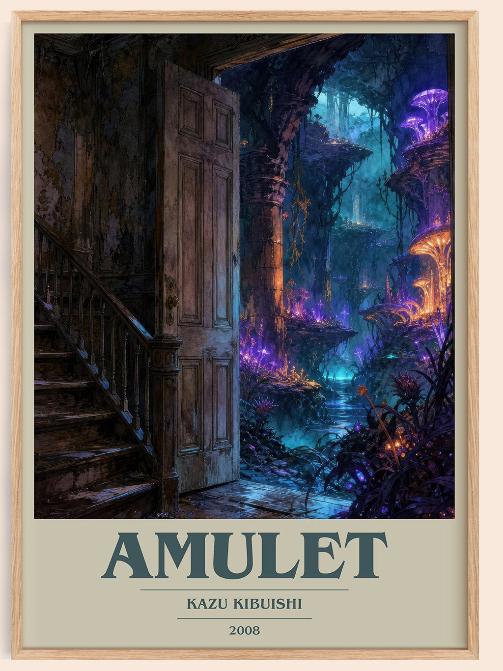 Amulet book cover book poster by Kazu Kibuishi – framed literary art print