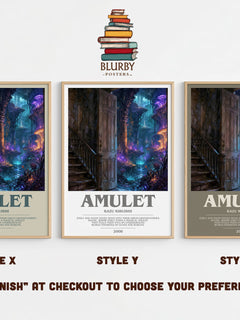 Amulet bookish print in frame leaning in hallway – fantasy wall art