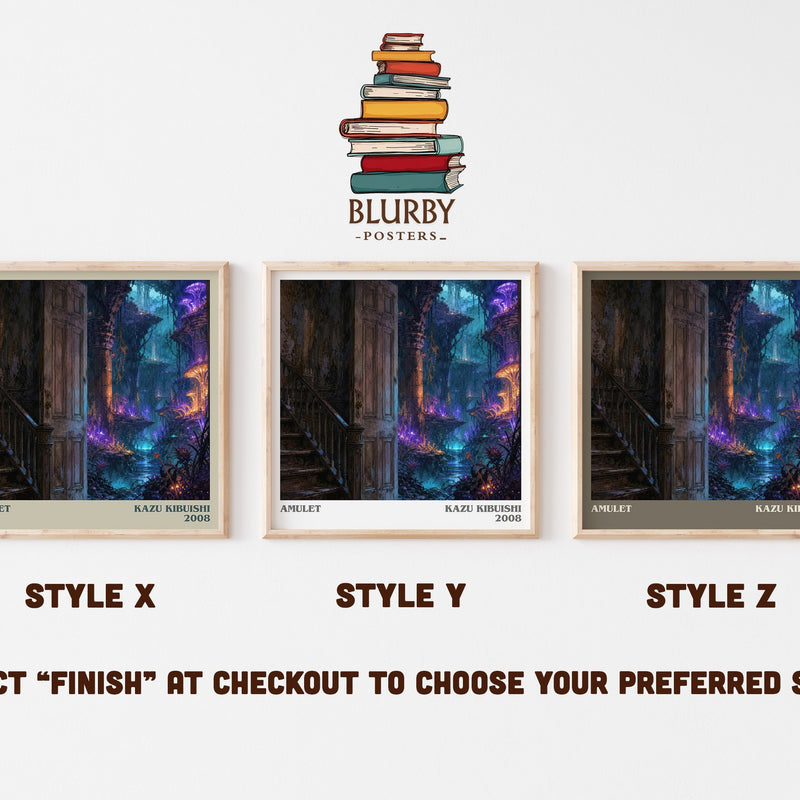 Amulet literary print in frame leaning in hallway – fantasy wall art