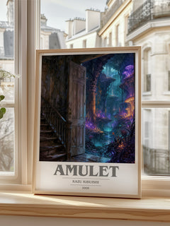 Amulet book cover poster colour and style options – Kazu Kibuishi book art