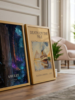 Amulet watercolour print framed by window – literary home decor