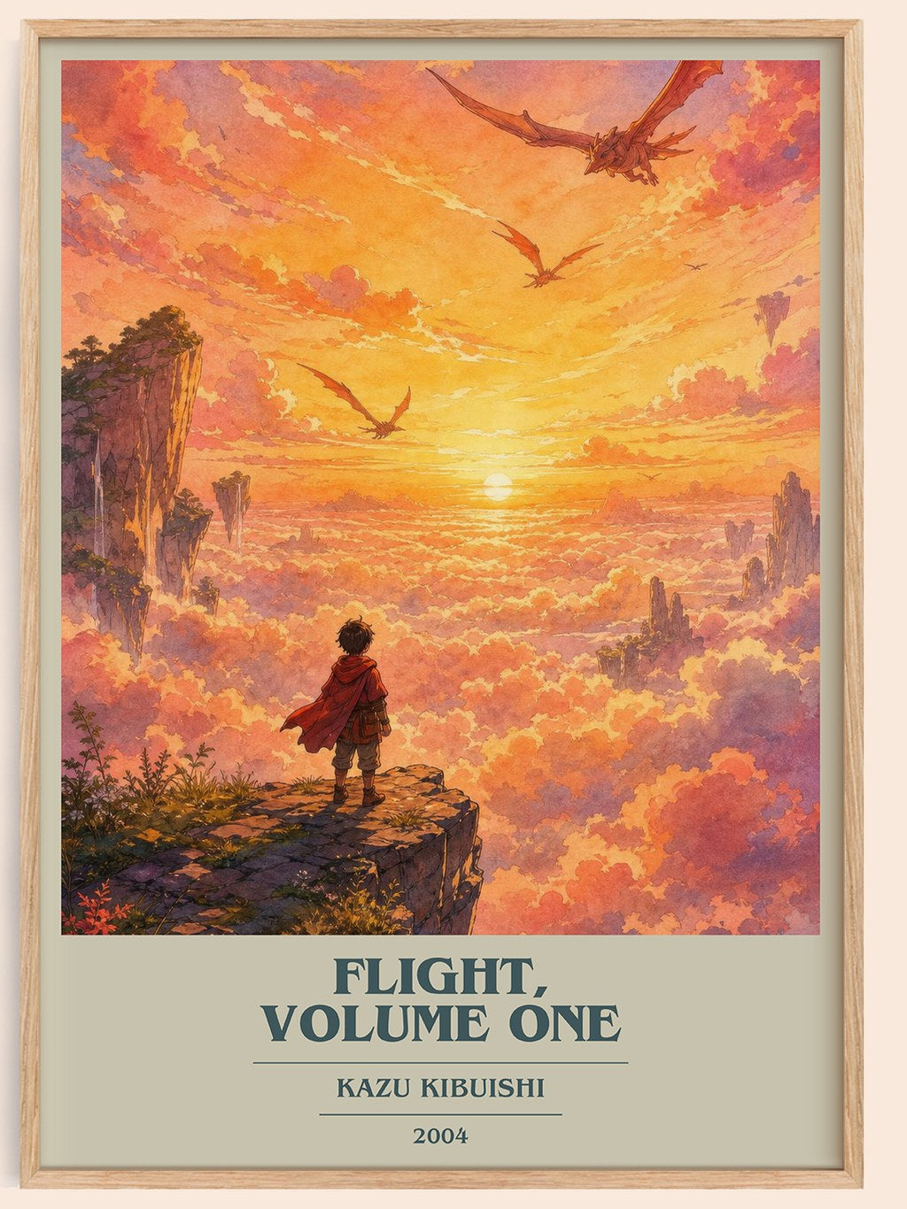 Flight, Volume One book cover book poster by Kazu Kibuishi – framed literary art print