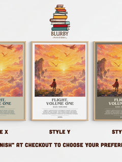 Flight, Volume One bookish print in frame leaning in hallway – fantasy wall art