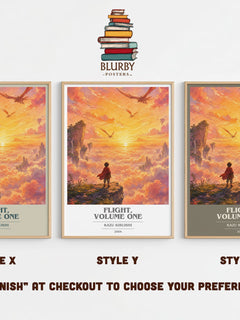 Flight, Volume One book cover print in frame leaning in hallway – fantasy wall art