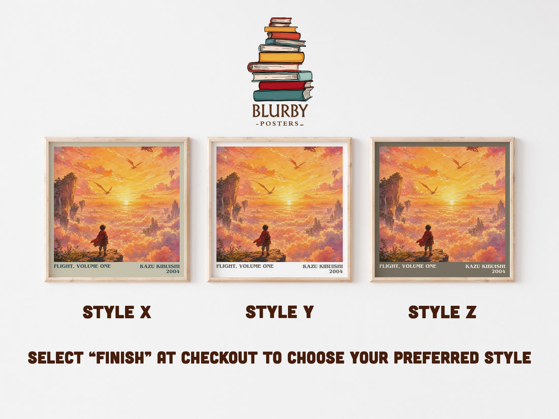 Flight, Volume One literary print in frame leaning in hallway – fantasy wall art (mockup)