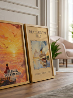Flight, Volume One watercolour print framed by window – literary home decor