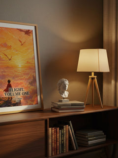 Flight, Volume One watercolour print on bookshelf – Kazu Kibuishi fan gift