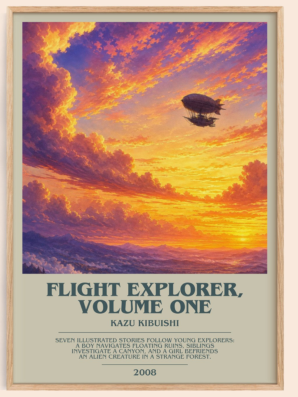 Flight Explorer, Volume One bookish book poster by Kazu Kibuishi – framed literary art print