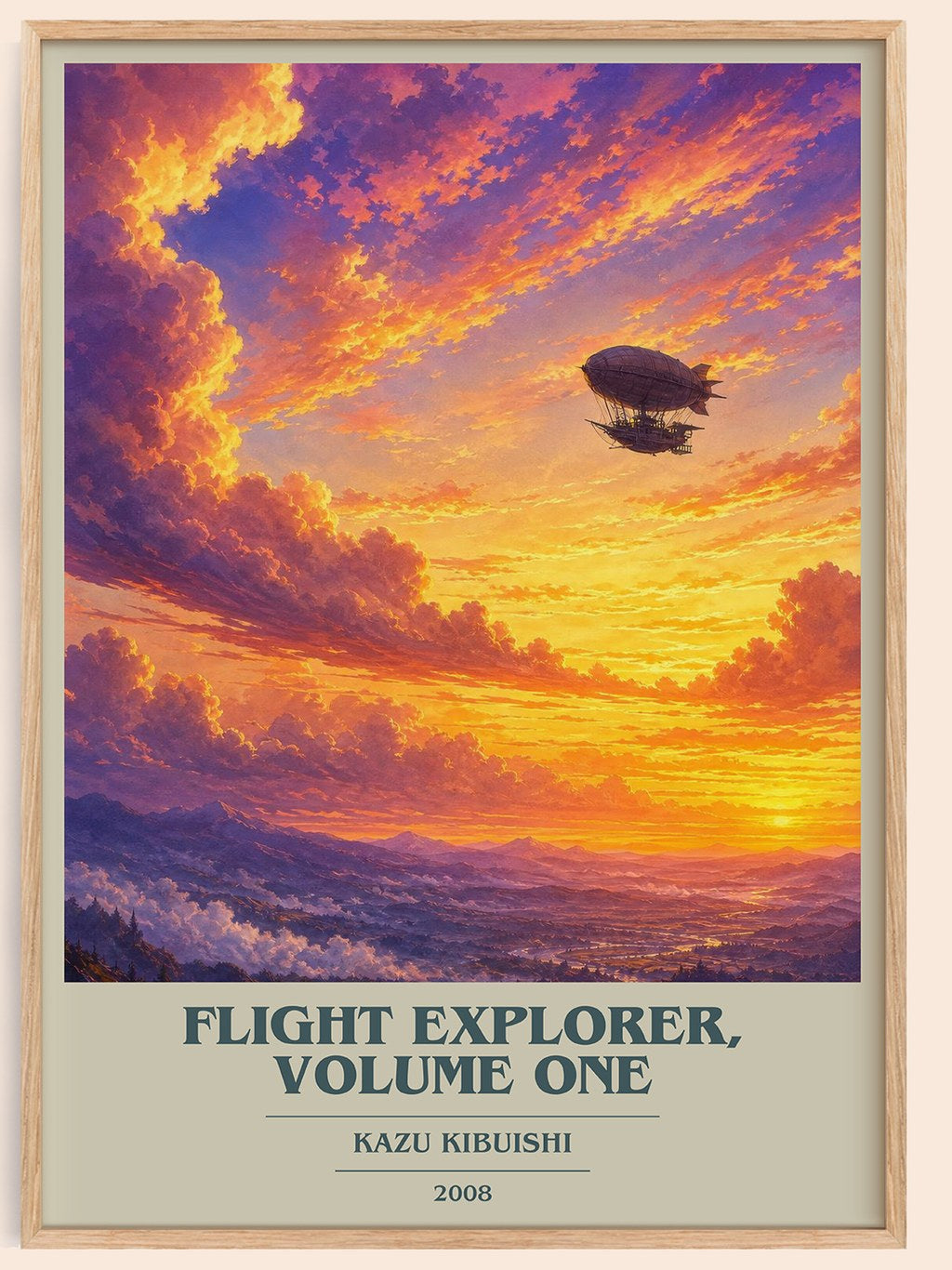 Flight Explorer, Volume One book cover book poster by Kazu Kibuishi – framed literary art print