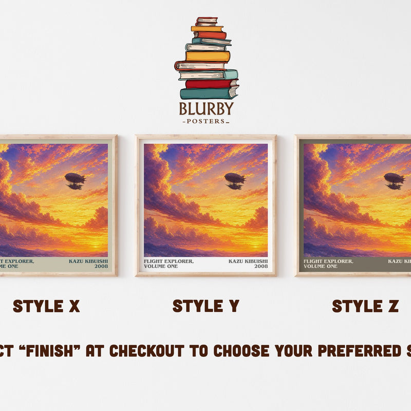Flight Explorer, Volume One literary print in frame leaning in hallway – childrens wall art