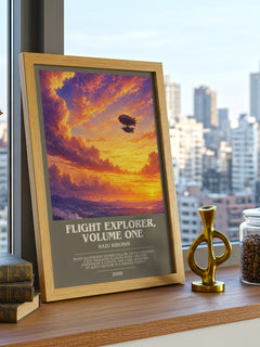 Flight Explorer, Volume One bookish print framed by window – literary home decor