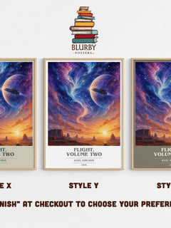 Flight, Volume Two book cover print in frame leaning in hallway – fantasy wall art