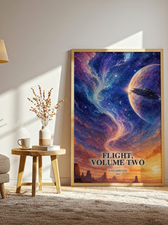 Flight, Volume Two watercolour print in frame leaning in hallway – fantasy wall art