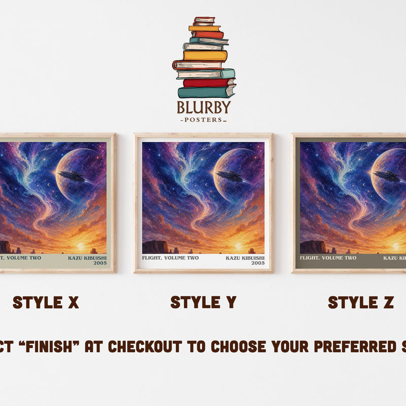 Flight, Volume Two literary print in frame leaning in hallway – fantasy wall art