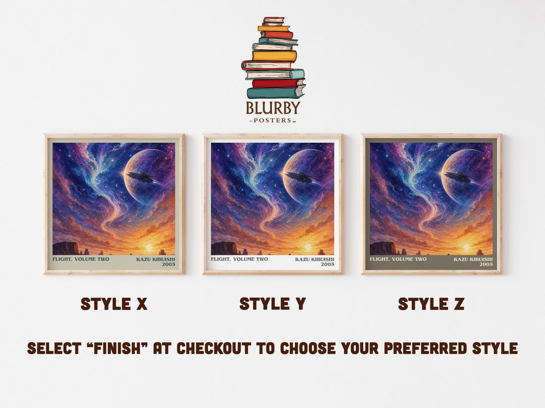 Flight, Volume Two literary print in frame leaning in hallway – fantasy wall art (mockup)