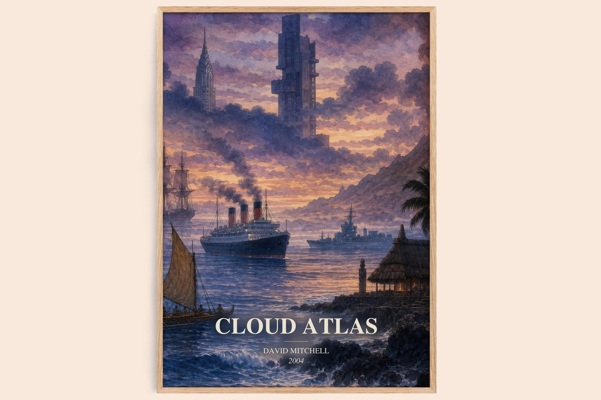 Cloud Atlas Book Watercolour Illustration by David Mitchell