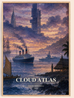 Cloud Atlas watercolour book poster by David Mitchell – framed literary art print