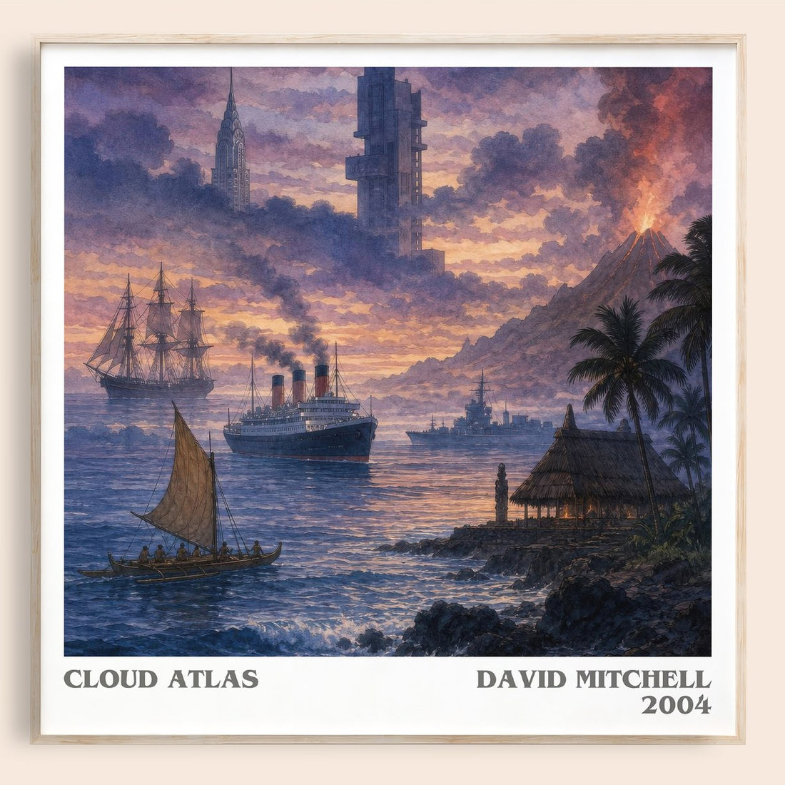 Cloud Atlas literary book poster by David Mitchell – framed literary art print