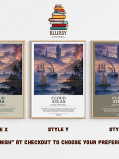 Cloud Atlas bookish print in frame leaning in hallway – literary fiction wall art