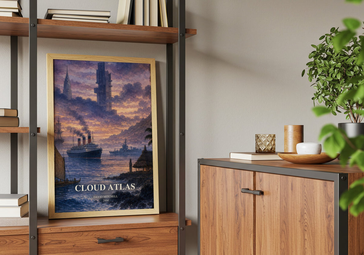 Cloud Atlas book watercolour illustration paper finish options – matte satin gloss