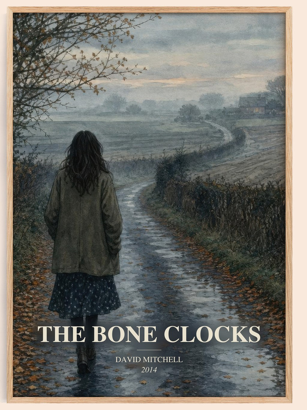 The Bone Clocks watercolour book poster by David Mitchell – framed literary art print