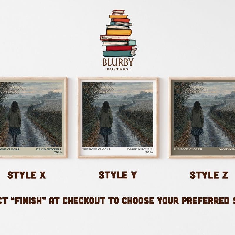 The Bone Clocks literary print in frame leaning in hallway – literary fiction wall art