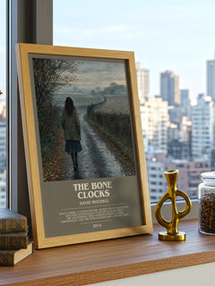 The Bone Clocks bookish print framed by window – literary home decor